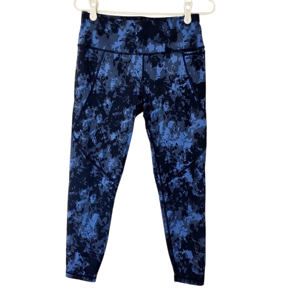 Sweaty Betty Power 7/8 Leggings Blue Black Abstract Print Size Medium
